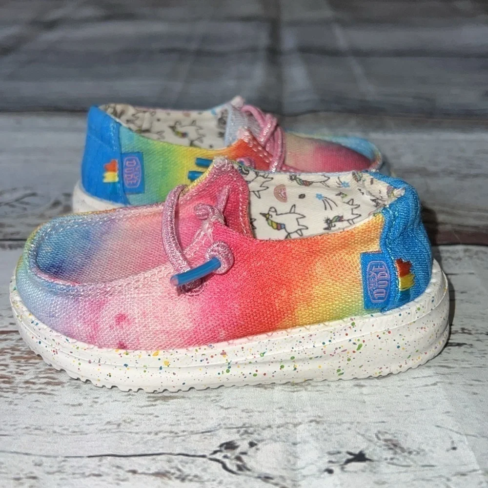 Heydude Girls Toddler Slip-On Shoes Unicorn Inside Multi Color Size K5.